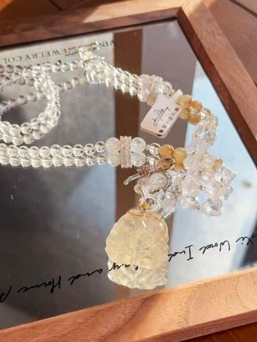 已開光金錢豐盛黃水晶九尾狐仙項鍊招貴人丨彌雅原創設計