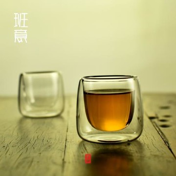 功夫茶具加厚花茶杯 雙層防燙耐高溫玻璃 隔熱真空小茶杯杯子