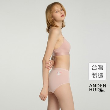 【Anden Hud】Moonlit Swan．高腰三角內褲(芭蕾粉-蝴蝶結貓) 純棉台灣製