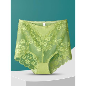 性感鏤空蕾絲邊高腰女士內褲透明網紗輕薄透氣無痕收腹青年三角褲