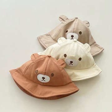 ➳𝙈𝙊𝙈𝙊𝙨𝙝𝙤𝙥寶寶熊熊漁夫帽 兒童造型漁夫帽 熊熊圖案遮陽帽 小童帽 遮陽帽 遮陽帽 寶寶帽 幼兒帽 熊造型漁夫帽