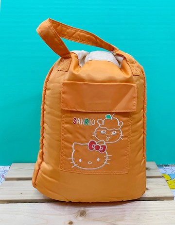 【震撼精品百貨】Hello Kitty 凱蒂貓~Sanrio HELLO KITTY肩背袋/後背袋-可樂鈴橘(雙面可用)#11190
