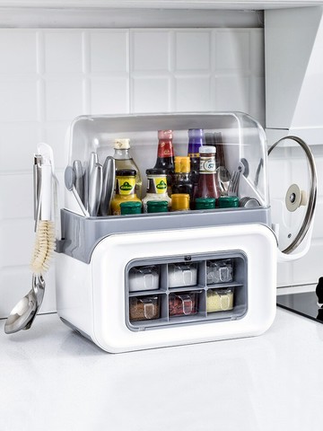 刀架廚房置物架干調料收納盒油鹽醬醋調味鍋蓋架調料架臺面多功能