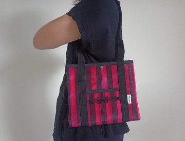 特惠好茄在_無退貨_輕巧打底茄芷袋-紅黑茄芷_長織帶