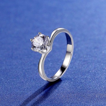 [米蘭精品] 莫桑鑽戒指925純銀開口戒-1克拉六爪鑲嵌扭臂聖誕節情人節生日禮物女飾品2色73yk92