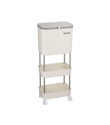 西格傢飾 三層分類垃圾桶 多功能置物架 環保PP材質 360度方向輪設計  時尚白  1個