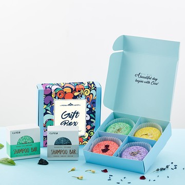 【Care+ 蓓膚美】胺基酸洗髮餅禮盒(80gx4入) 加贈經典款美肌蒸氣眼膜(5入盒裝，款式隨機)