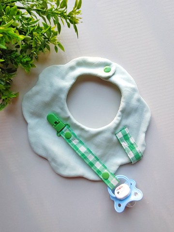 八層紗 嬰兒花型 圍兜 口水巾 平安符袋 花兜 +奶嘴帶組合