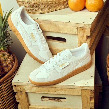 【滿千折百】PUMA 休閒鞋 PALERMO 白灰 焦糖底 復古 男女 39646412