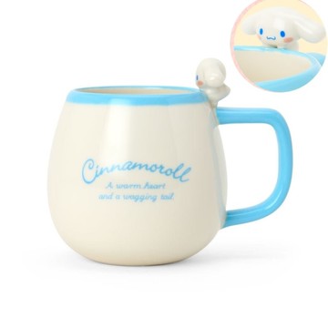 asdfkitty*大耳狗 立體造型把手陶瓷馬克杯-400ML-杯緣子-日本正版商品