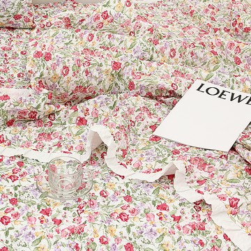 Chouettroom 羅布花卉泡泡紗60支棉夏季薄被  Q(195 x 225cm)  紅色