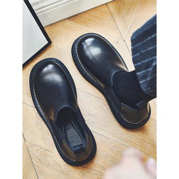 男鞋秋冬2025新款百搭潮鞋厚底日系馬丁皮鞋大頭低幫切爾西短靴子