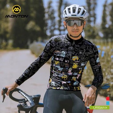 Monton脈騰22年新品卡通秋冬騎行服長袖男女抓絨自行車裝備小星球