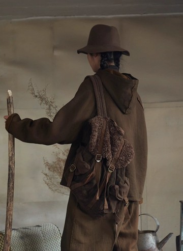 復古文青 棉麻秋冬雙肩包