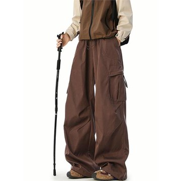 戶外機能風黑色傘兵沖鋒褲男春秋潮牌寬松多口袋運動高街休閑長褲