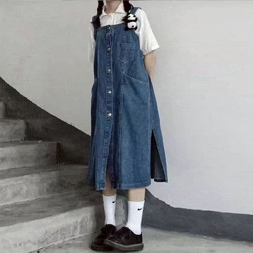 牛仔背帶裙女夏小個子洋氣減齡裙子仙女超仙森系學生可愛風連衣裙