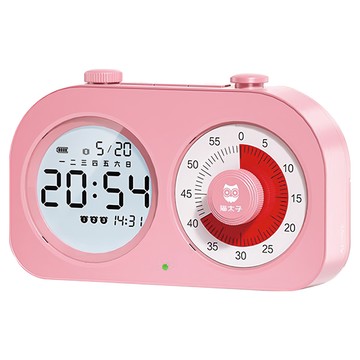 貓太子 時雙屏可視化靜音計時器Pro 淡雅粉 學習/工作/運動多場景適用  1個