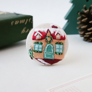 聖誕燈飾之家刺繡胸針