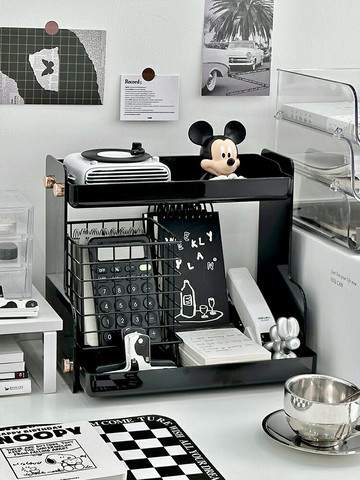 桌面收納盒辦公室書桌文具雜物玄關置物架筐亞克力桌上化妝品架子 雙11全館免運