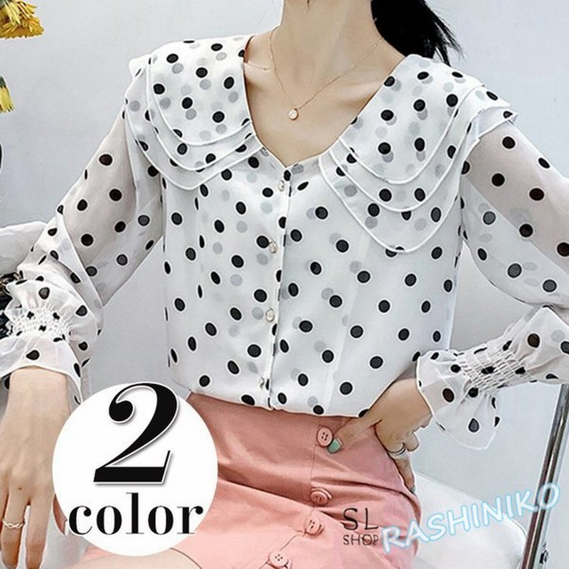 シャツ レディース おしゃれ 仕事 Ol 長袖 シフォン シースルー ブラウス ドット柄 トップス 21秋 敬老の日 通販 Lineポイント最大0 5 Get Lineショッピング