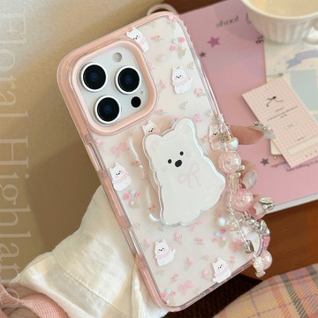 台灣出貨❤甜美卡通小狗支架iPhone15蘋果16promax手機殼適用14小衆13防摔11