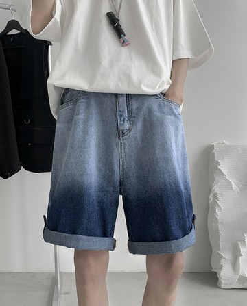 FINDSENSE X 男士新款韓版牛仔短褲夏卷邊寬鬆百搭休閑褲