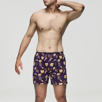 DADADO-金枝玉葉 M-3L印花四角男內褲(紫) 天然絲光棉-吸濕排汗-GHQ516PU