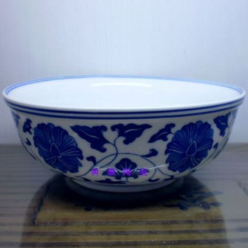 景德鎮陶瓷湯碗 日用瓷 青花釉底直口面碗 瓷器湯碗 大飯碗菜碗1入