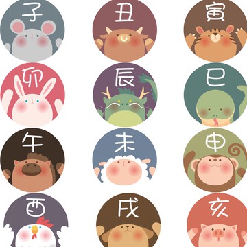 S~XL 12生肖 圓形Q版 純棉 短T 情侶T【Y0997】MIT 情侶裝  短袖T恤 萌寵 動物T恤