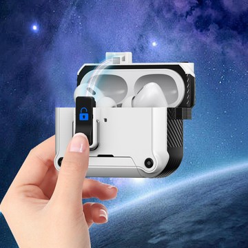 鎖扣耳機殼 防丟失 防開蓋 耳機保護套 適用AirPods 4 Pro 3/2 防摔保護殼 耳機殼 附扣環 手機支架