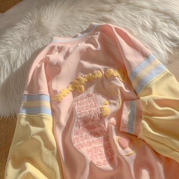 vintage小熊開衫衛衣女春秋新款寬松學生外套棒球服ins潮