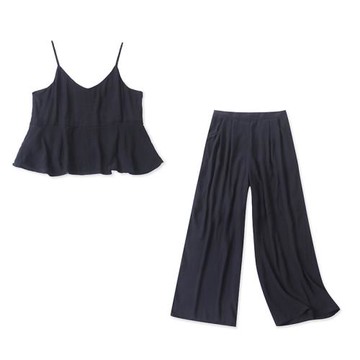 外貿女裝吊帶上衣長褲兩件套寬松顯瘦洋氣百搭親膚垂感休閑套裝