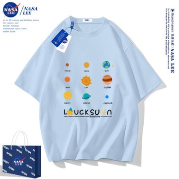 NASA聯名星球短袖t恤男女款2025夏季新款寬松純棉青少年半袖上衣