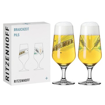 啤酒杯 【WUZ屋子】德國 RITZENHOFF+ BRACHZEIT 傳承時光系列皮爾森啤酒對杯-黃金麥穗 (1組2入)