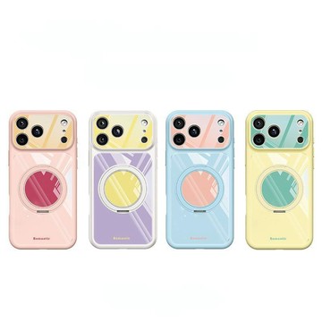 適用蘋果17promax手機殼15撞色拼接16旋轉支架iphone14一體13韓系