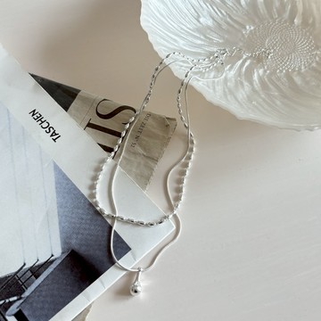 淡顏精選米粒珍珠+水滴墜飾雙層項鍊 JCA52921【現貨】