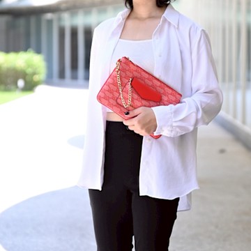 MICHAEL KORS ITEM滿版MK款大手拿包.紅(附活動式零錢包)