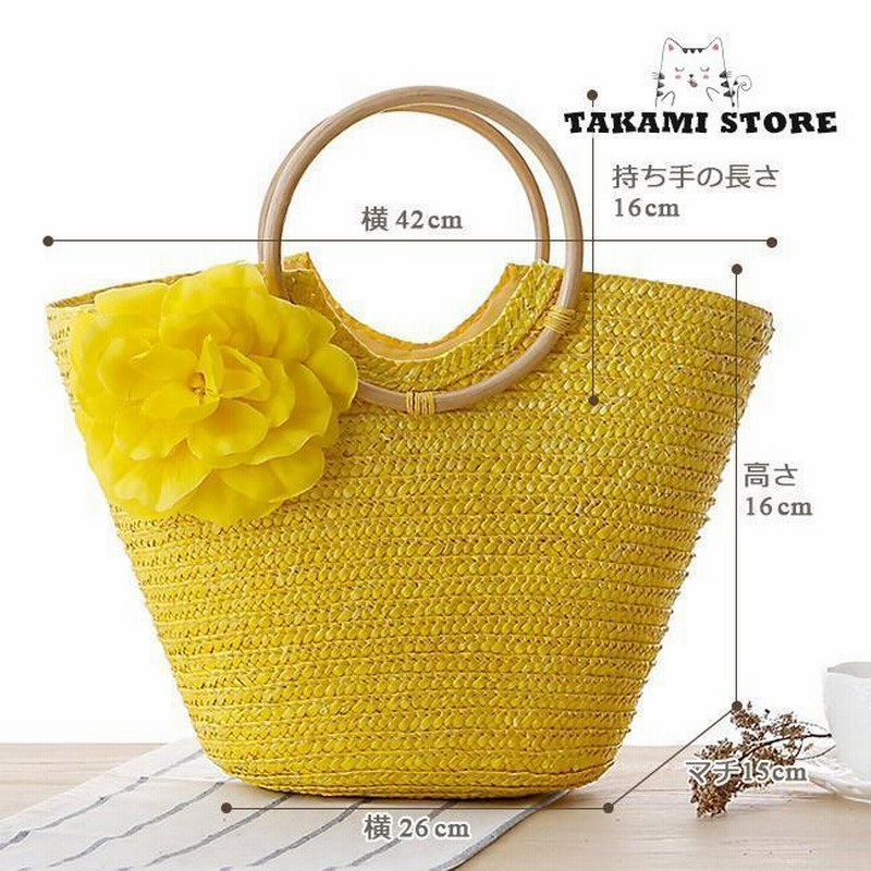 ✨️極美品✨️４℃ ハンドバッグ かご 花モチーフ ペーパー編み 夏用 花モチーフ 虹 手提げバッグ かご 編みバッグ