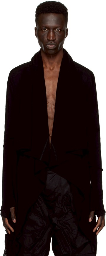 Julius 黑色 Damaged Drape 开衫