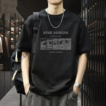 巨舒適~純棉 設計感 夏季新款美式復古短T 重磅短袖 T恤 男生 美式 潮流 休閒 寬鬆 百搭 圓領 上衣 大尺碼T恤