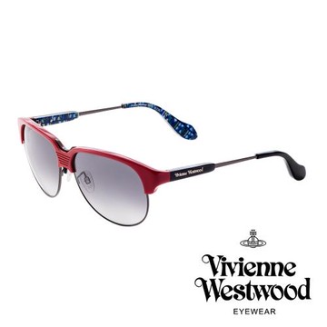 【Vivienne Westwood】經典英倫文字款太陽眼鏡(紅/黑 VW811_04)