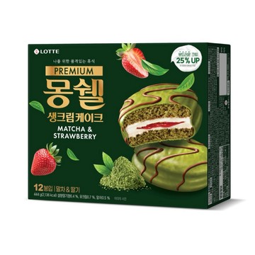 韓國 LOTTE 樂天 限定版 抹茶草莓生奶油蛋糕｜Moncher Premium 生鮮蛋糕｜綠茶控必吃