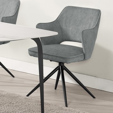 Boden-麥瑞灰色貓抓布旋轉休閒扶手餐椅/單椅/休閒椅/洽談椅/商業椅-54x62x83cm