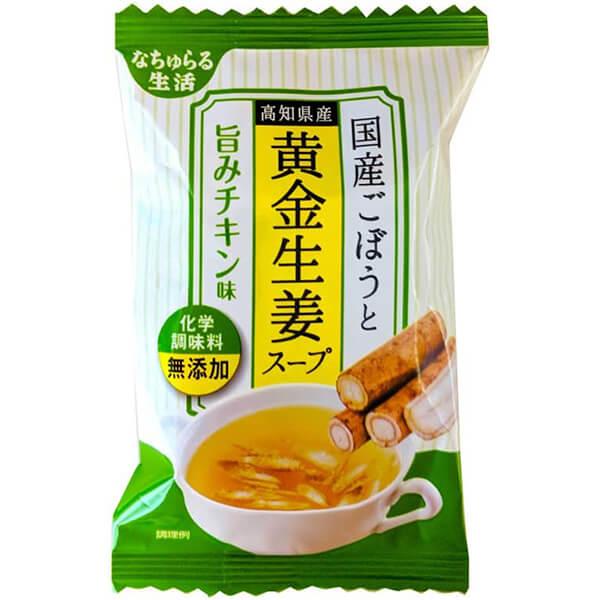 フリーズドライ スープ 即席スープ 国産ごぼうと高知県産黄金生姜スープ 旨みチキン味 9g イー・有機生活 送料無料