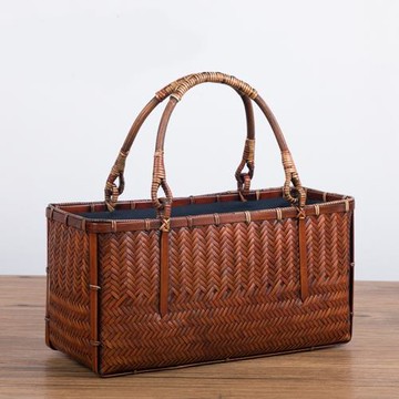 純手工中式手提竹編包 女士竹包 茶道茶具收納包 復古禪意手拎包