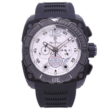 Olym Pianus 奧柏表 鋼鐵雄風時尚運動三眼計腕錶-黑+白-89016-3GB