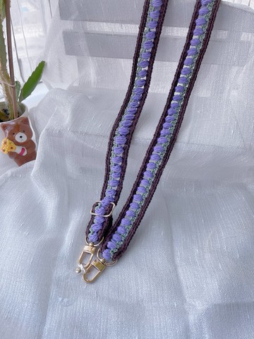 【紫+啡】鬱金香花花鈎織電話繩 客製訂製手作 禮物   掛繩吊繩