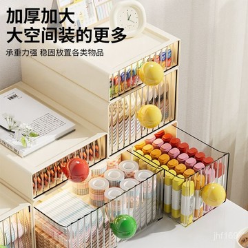 💕臺灣出貨💕帶把手抽屜式收納盒化妝品玩具手辦整理盒桌麵疊加玩具徽章穀子盒 IOCK