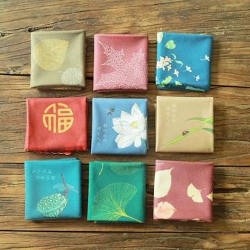 彩繪絲絨茶巾茶布 茶桌毛巾抹布 中式吸水養壺巾功夫茶具配件1入