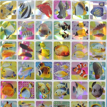 熱帶魚雷射貼紙 海底魚方格貼紙 8701 MIT製/一包12大張入(促20)